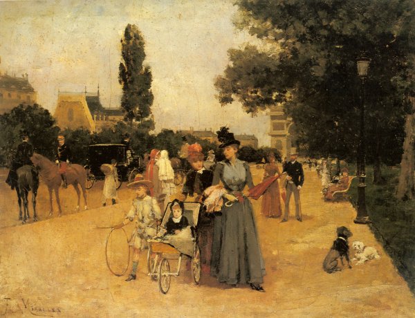 Main Product Photo of Avenue Foch with a View of the Arc de Triomphe Painting by Francisco Miralles