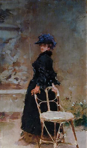 Lady in Interior Oil painting by Francisco Miralles