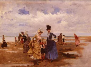 Sur La Plage Oil painting by Francisco Miralles
