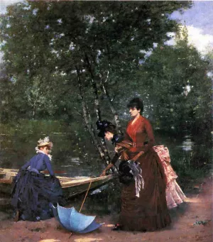 Three Parisian Women in the Bois de Boulogne by Francisco Miralles - Oil Painting Reproduction