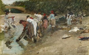 Galician Washerwomen by Francisco Pradilla Oil Painting