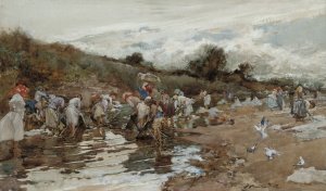 Washerwomen at the River by Francisco Pradilla Oil Painting