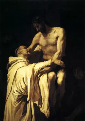 Christ Embracing St Bernard by Francisco Ribalta Oil Painting