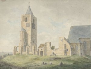 Ruine van de kerk te Warmond by Franciscus Andreas Milatz Oil Painting