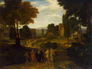 Landscape with Christ and His Disciples by Francisque Millet Oil Painting