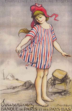 Emprunt National 1920. Souscrivez. Banque de Paris et des Pays-Bas Oil painting by Francisque Poulbot