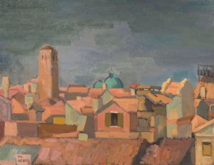 View of an Italian city by Franciszek Bartoszek Oil Painting