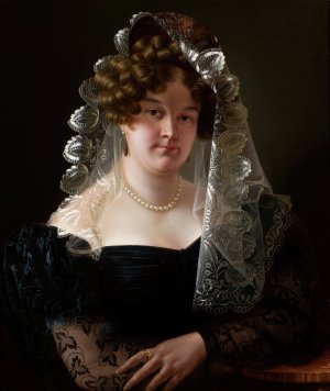 Portrait of Julia Wieman nee Czaban by Franciszek Jan Pfanhauser Oil Painting