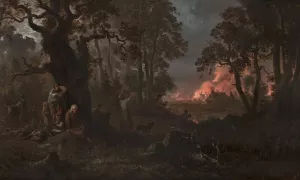 Fire in the village Oil painting by Franciszek Kostrzewski