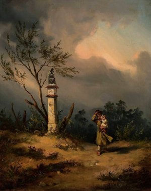 Tempest by Franciszek Kostrzewski Oil Painting