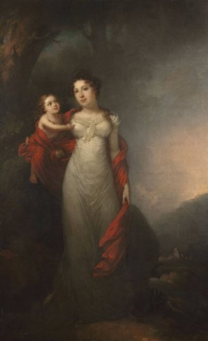 Portrait of Maria Morsztyn with her son by Franciszek Ksawery Lampi Oil Painting