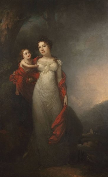 Portrait of Maria Morsztyn with her son by Franciszek Ksawery Lampi - Hand-Painted Oil Painting Reproduction