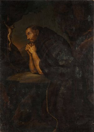 Praying monk by Franciszek Lekszycki Oil Painting