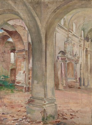 Church interior by Franciszek Lubienski Oil Painting