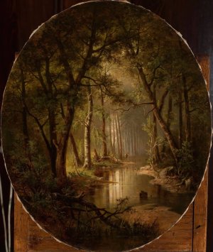 Stream in the forest by Franciszek Ruskiewicz Oil Painting