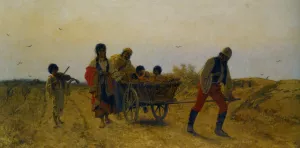 Wandering Gypsies by Franciszek Streitt Oil Painting