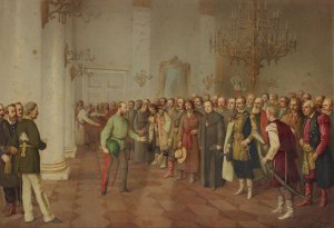 The Emperor Welcoming Polish and Ukrainian Delegation in Lviv by Franciszek Tepa Oil Painting