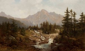 Tatra Mountain landscape by Franciszek Wastkowski Oil Painting