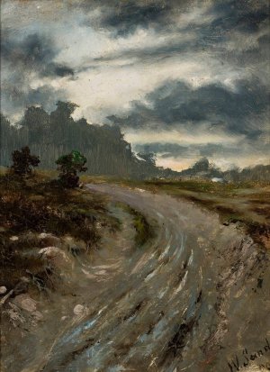 Forest track by Franciszek Wladyslaw Sandecki Oil Painting