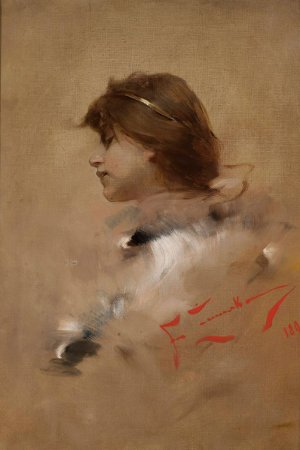 Head of a woman in profile by Franciszek Zmurko Oil Painting