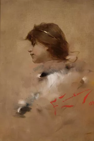 Head of a woman in profile by Franciszek Zmurko Oil Painting