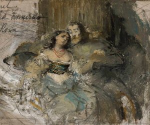 Kazimierz and Esterka by Franciszek Zmurko Oil Painting