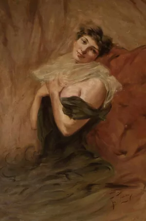 Portrait of a young woman by Franciszek Zmurko Oil Painting