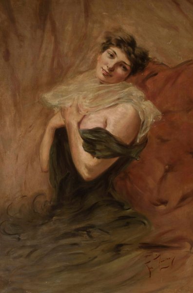 Main Product Photo of Portrait of a young woman  Painting by Franciszek Zmurko