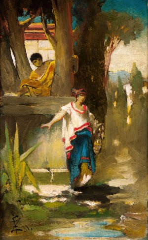 Roman Woman by the Well by Franciszek Zmurko Oil Painting