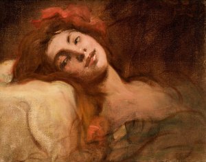 Study of a Female Head by Franciszek Zmurko Oil Painting