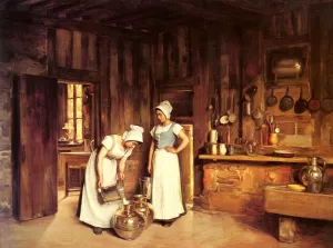 Two Milkmaids by Franck Antoine Bail Oil Painting