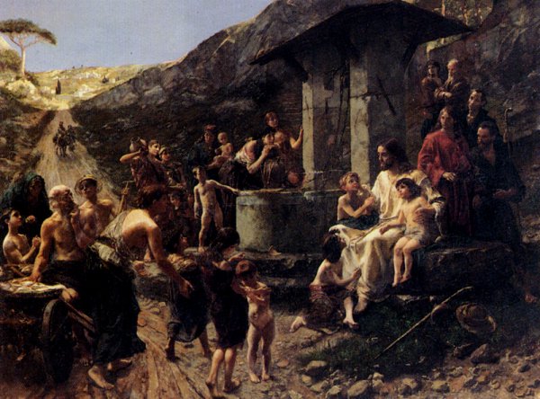 Main Product Photo of Christ And The Children Painting by Franck Kirchbach
