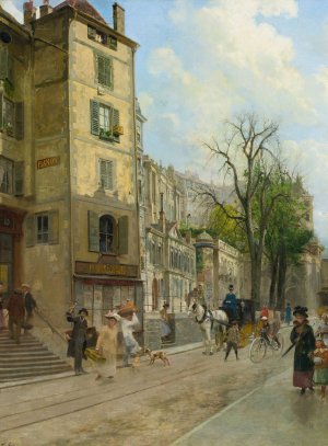 Rue De La Corraterie, Geneva by Francois-Adolphe Grison Oil Painting