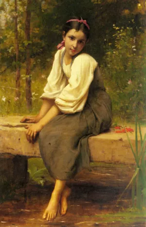 A Moment of Reflection by Francois Alfred Delobbe Oil Painting