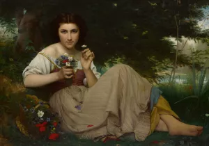 A Moment's Rest by Francois Alfred Delobbe Oil Painting