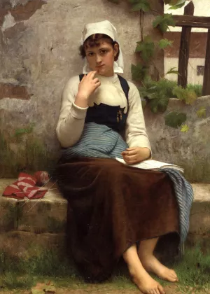 Jeune Fille de Concarneau by Francois Alfred Delobbe Oil Painting