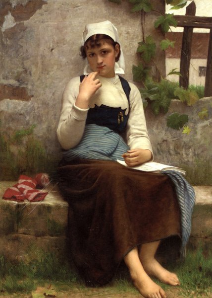 Main Product Photo of Jeune Fille de Concarneau Painting by Francois Alfred Delobbe