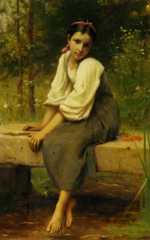 Moment of Reflection by Francois Alfred Delobbe Oil Painting