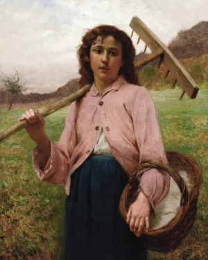 Return from the Fields by Francois Alfred Delobbe Oil Painting