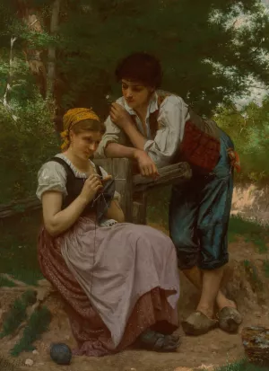 The demure maiden by Francois Alfred Delobbe Oil Painting