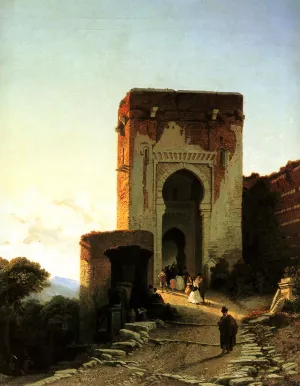 Porte de Justice, Alhammbra, Granada by Francois Antoine Bossuet Oil Painting