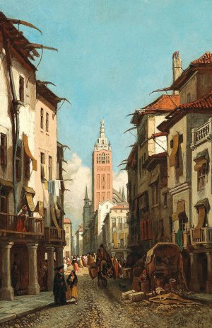 Rue de la Giralda by Francois Antoine Bossuet Oil Painting