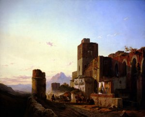Spanish Town by Francois Antoine Bossuet Oil Painting