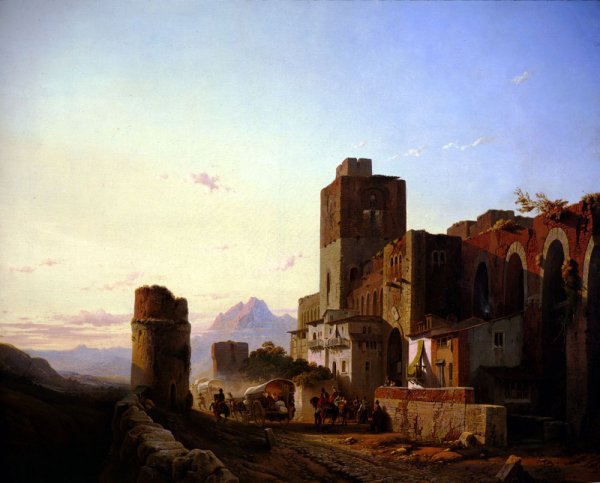 Spanish Town by Francois Antoine Bossuet - Hand-Painted Oil Painting Reproduction