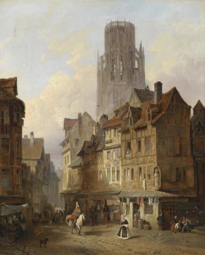 Stadtmotiv aus Roubaix by Francois Antoine Bossuet Oil Painting