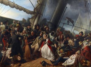 Seasickness at the Ball, on Board an English Corvette by Francois-Auguste Biard Oil Painting