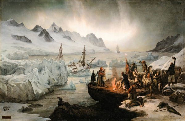 Shipwreck Victims On Icefloe  by Francois-Auguste Biard - Hand-Painted Oil Painting Reproduction