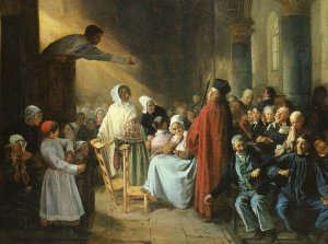 The Sermon by Francois-Auguste Biard Oil Painting
