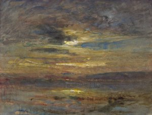 Sunset over a Pond by Francois-Auguste Ravier Oil Painting