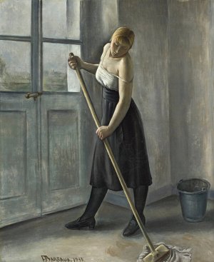 Girl At Work by Francois Barraud Oil Painting